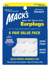 Mack's Maximum Comfort Pillow Soft Silicone Putty Earplugs NRR22, 6 Pair