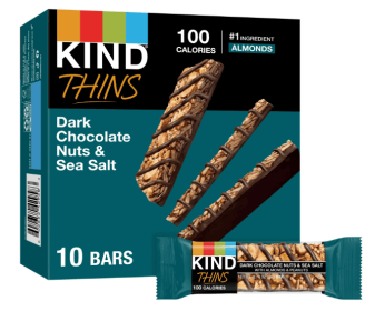 KIND Thins Gluten Free Dark Chocolate Nuts & Sea Salt Snack Bars, 0.74 oz, 10 Count Box