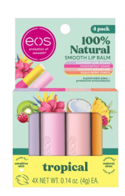 Eos 100% Natural Lip Balm Set- Tropical Variety Pack, 0.14 oz, Pack of 4
