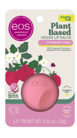 eos Plant-Based Vegan Lip Salve- Strawberry Sorbet, Made for Sensitive Skin, 0.42 oz, Pack of 1