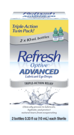 Refresh Optive Advanced Lubricant Eye Drops Preserved Tears, 20 ml, 2 Bottles