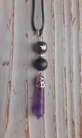 Amethyst Shungite Hematite EMF 5G Protection Necklace